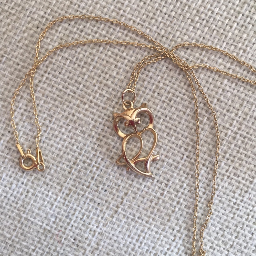 Sterling silver 14k plated owl pendant